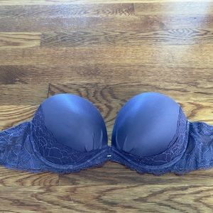 Purple strapless Victoria’s Secret bra